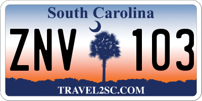 SC license plate ZNV103