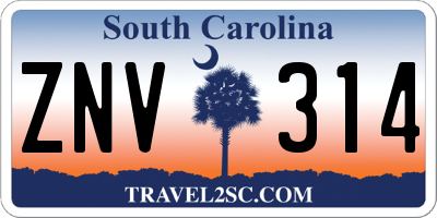 SC license plate ZNV314