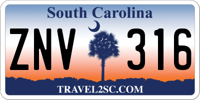 SC license plate ZNV316