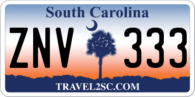 SC license plate ZNV333