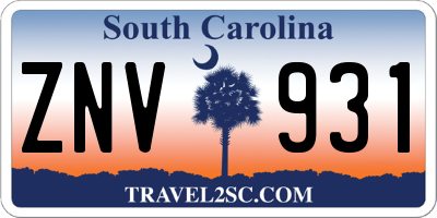 SC license plate ZNV931