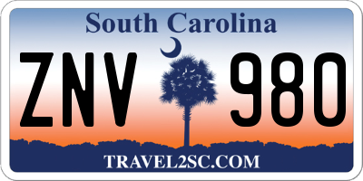 SC license plate ZNV980