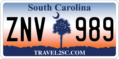 SC license plate ZNV989