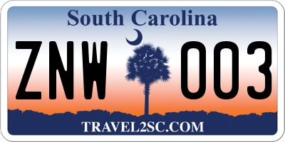 SC license plate ZNW003