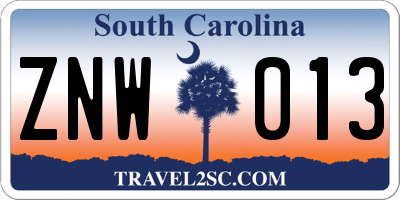 SC license plate ZNW013
