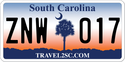 SC license plate ZNW017