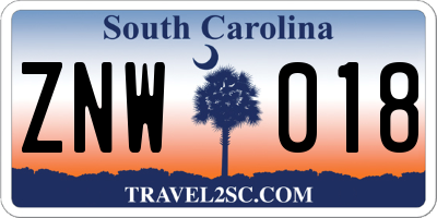 SC license plate ZNW018