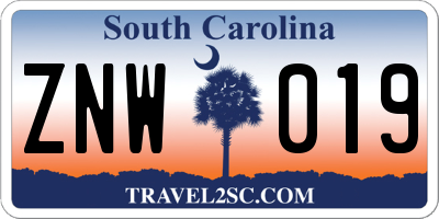SC license plate ZNW019