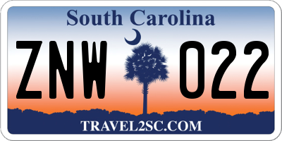 SC license plate ZNW022