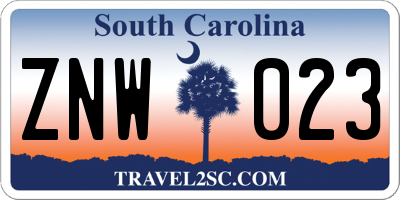 SC license plate ZNW023