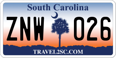 SC license plate ZNW026