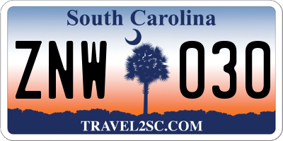 SC license plate ZNW030