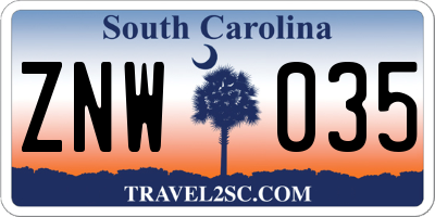 SC license plate ZNW035