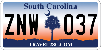 SC license plate ZNW037