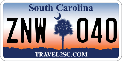 SC license plate ZNW040