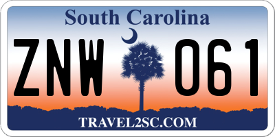 SC license plate ZNW061