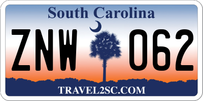 SC license plate ZNW062
