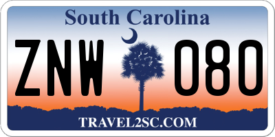 SC license plate ZNW080