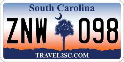 SC license plate ZNW098