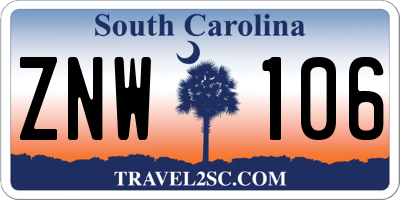 SC license plate ZNW106