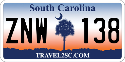 SC license plate ZNW138