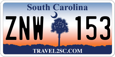 SC license plate ZNW153