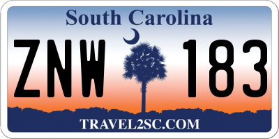 SC license plate ZNW183
