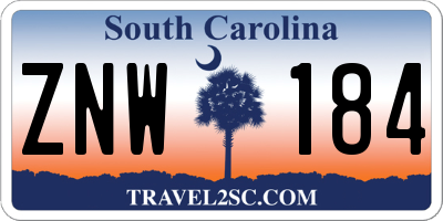 SC license plate ZNW184