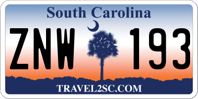 SC license plate ZNW193