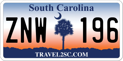 SC license plate ZNW196