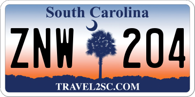 SC license plate ZNW204