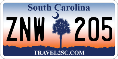 SC license plate ZNW205