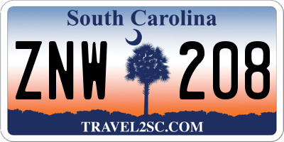 SC license plate ZNW208
