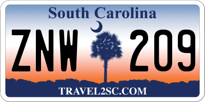 SC license plate ZNW209