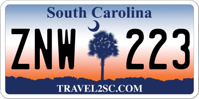 SC license plate ZNW223