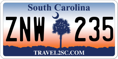 SC license plate ZNW235