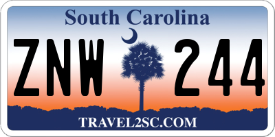 SC license plate ZNW244