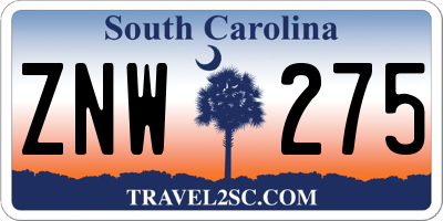 SC license plate ZNW275
