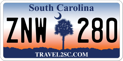 SC license plate ZNW280