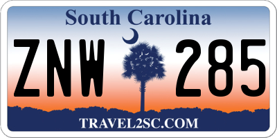 SC license plate ZNW285