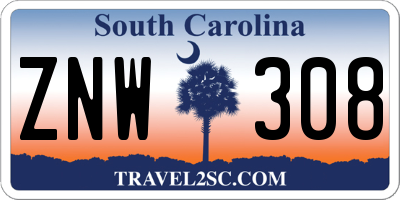 SC license plate ZNW308