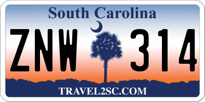 SC license plate ZNW314