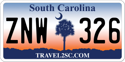 SC license plate ZNW326