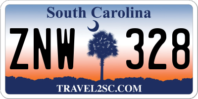 SC license plate ZNW328