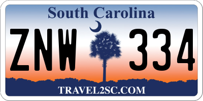 SC license plate ZNW334