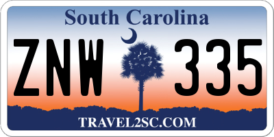 SC license plate ZNW335