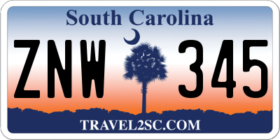SC license plate ZNW345