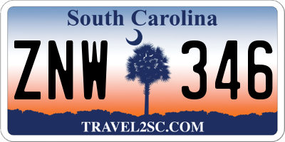 SC license plate ZNW346
