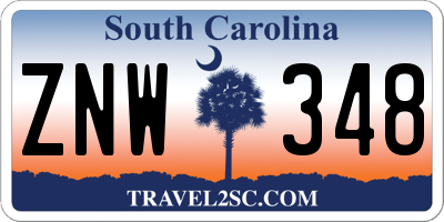 SC license plate ZNW348