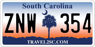 SC license plate ZNW354
